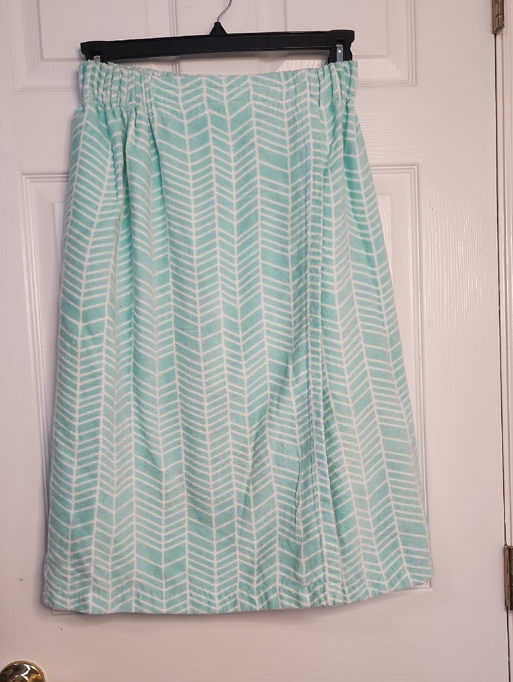 Light Aqua Chevron Swim Coverup Skirt with Elastic Waist